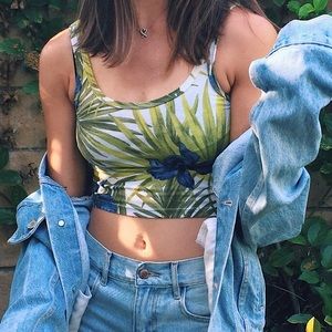 Brandy Melville tropical print tank crop top